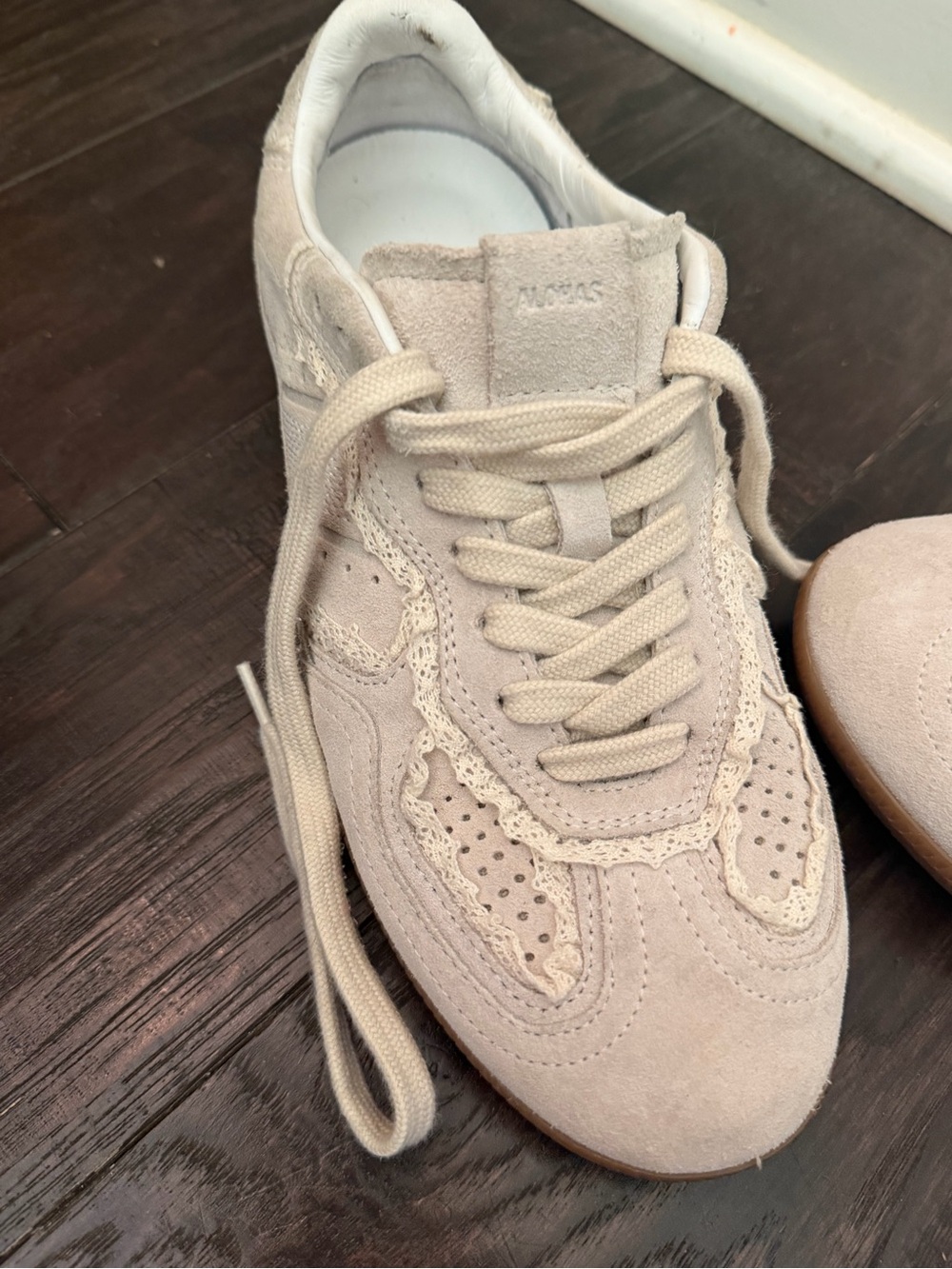 Alohas Women’s Suede Lace-Up Sneakers in Light Beige - Picture 2 of 6